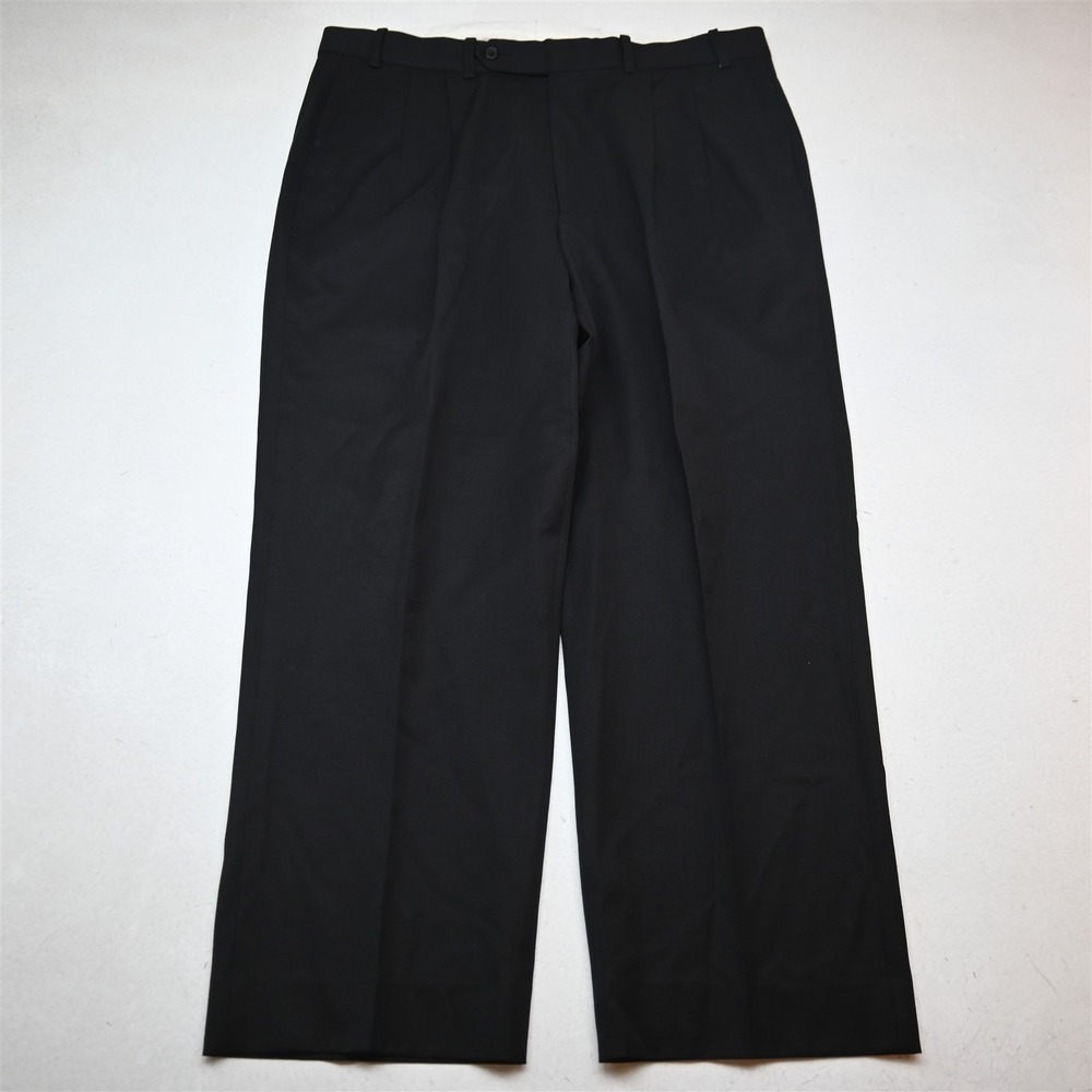 Berle 38x29 Black 100% Wool Pleated Baggy Dress Mens Pants